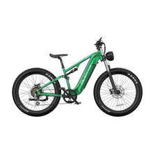 Electric Bike Duotts E26 features a vibrant green frame, wide tires, and a powerful front motor for smooth rides.
