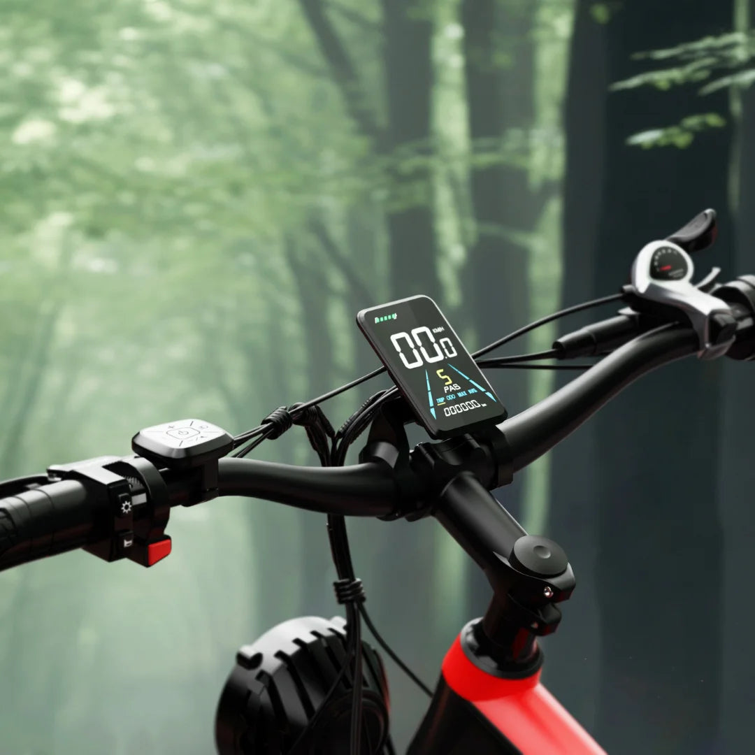 Electric Bike Duotts S26, featuring a sleek design with a digital display for speed and distance.