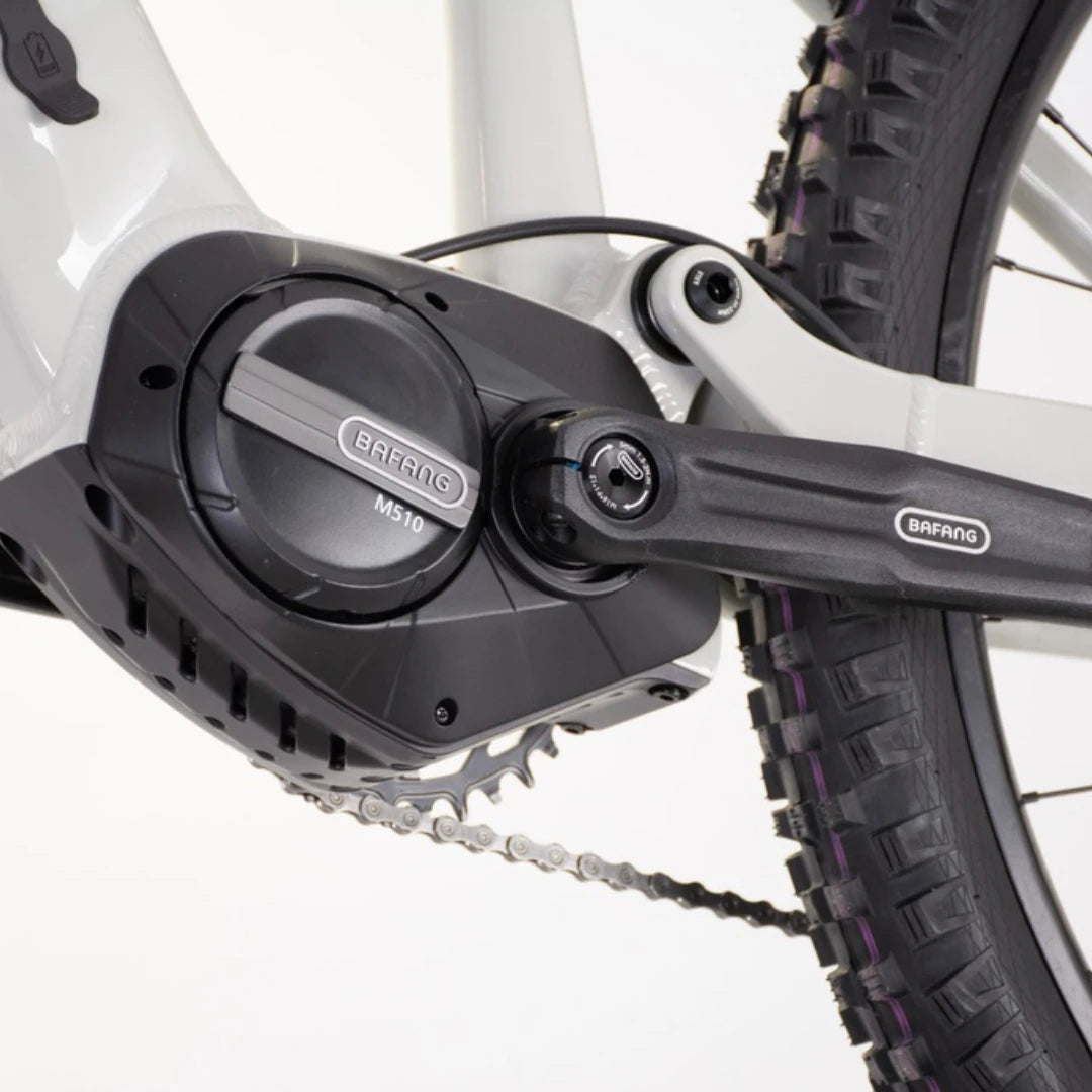 Mountain Electric Bike Econo Pantera C9 160, features Bafang motor, durable crankset, and sturdy frame design.