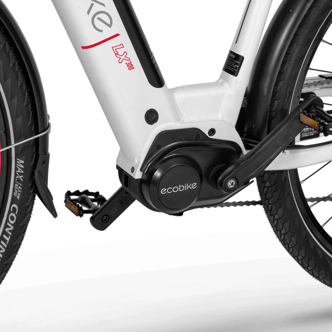 Electric Bike Ecobike Lx300, features a powerful motor, sleek design, durable pedal system, modern frame.