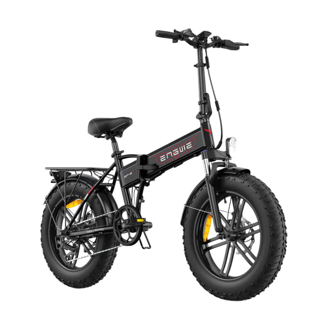 Electric Bike Engwe Ep 2 Boost, compact design, fat tires for off-road, foldable frame for easy storage.