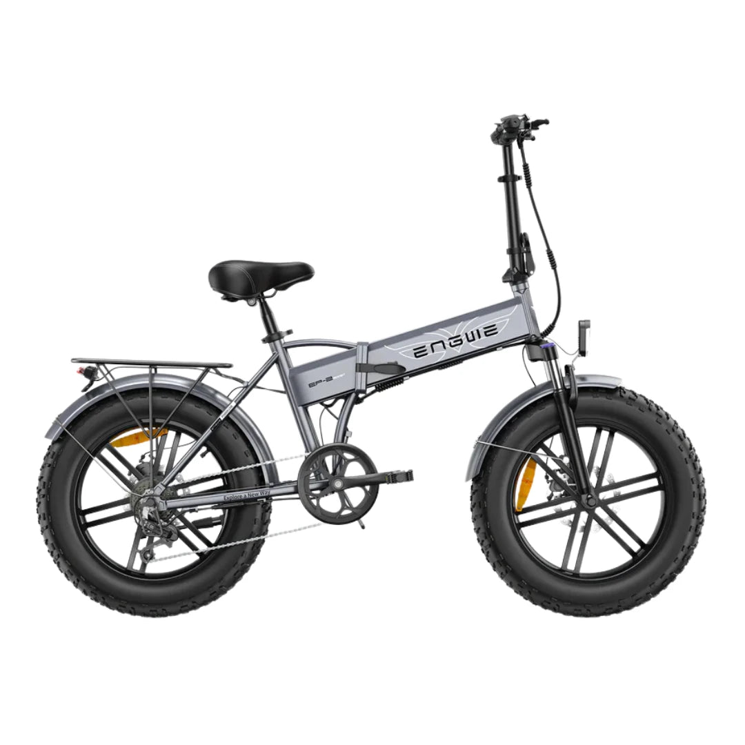 Electric Bike Engwe Ep 2 Boost, compact design, fat tires, comfortable seat, rear rack included.