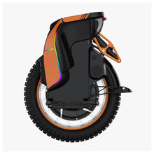 Electric Unicycle Kingsong S19 features a sleek design with an orange finish and a large, rugged tire for stability.