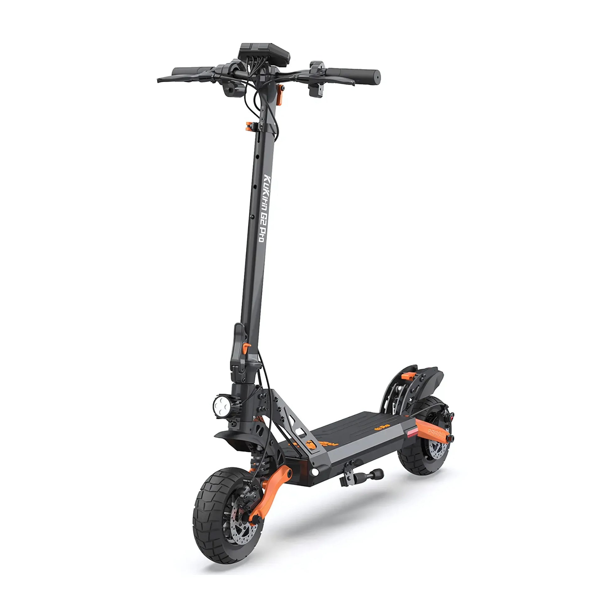 Electric Scooter Kukirin G2 Pro features a sleek design, sturdy frame, and rugged tires for all terrains.