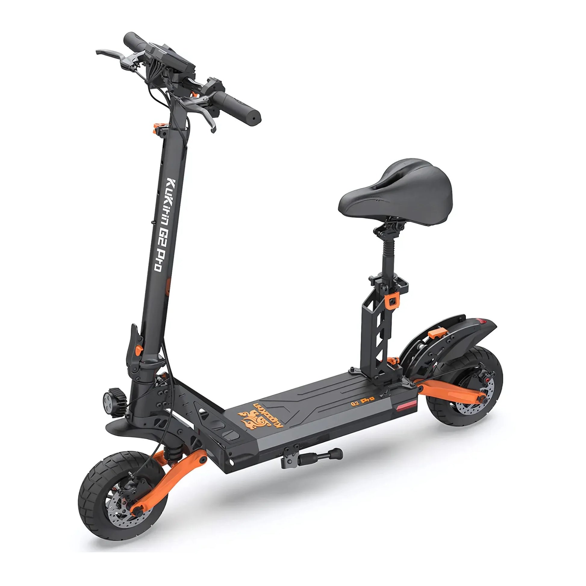 Electric Scooter Kukirin G2 Pro features a sleek design, adjustable seat, and robust tires for smooth rides.