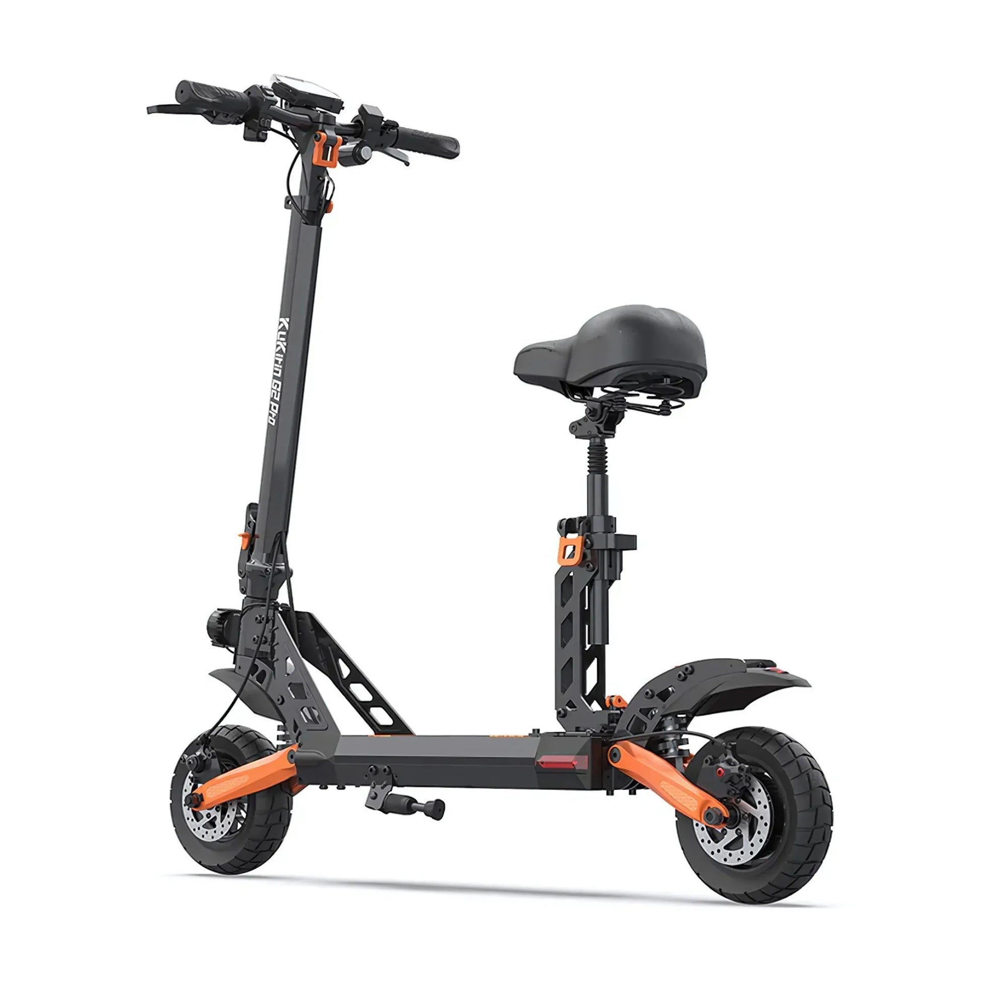 Electric Scooter Kukirin G2 Pro features a sleek design, adjustable seat, and sturdy build for a smooth ride.