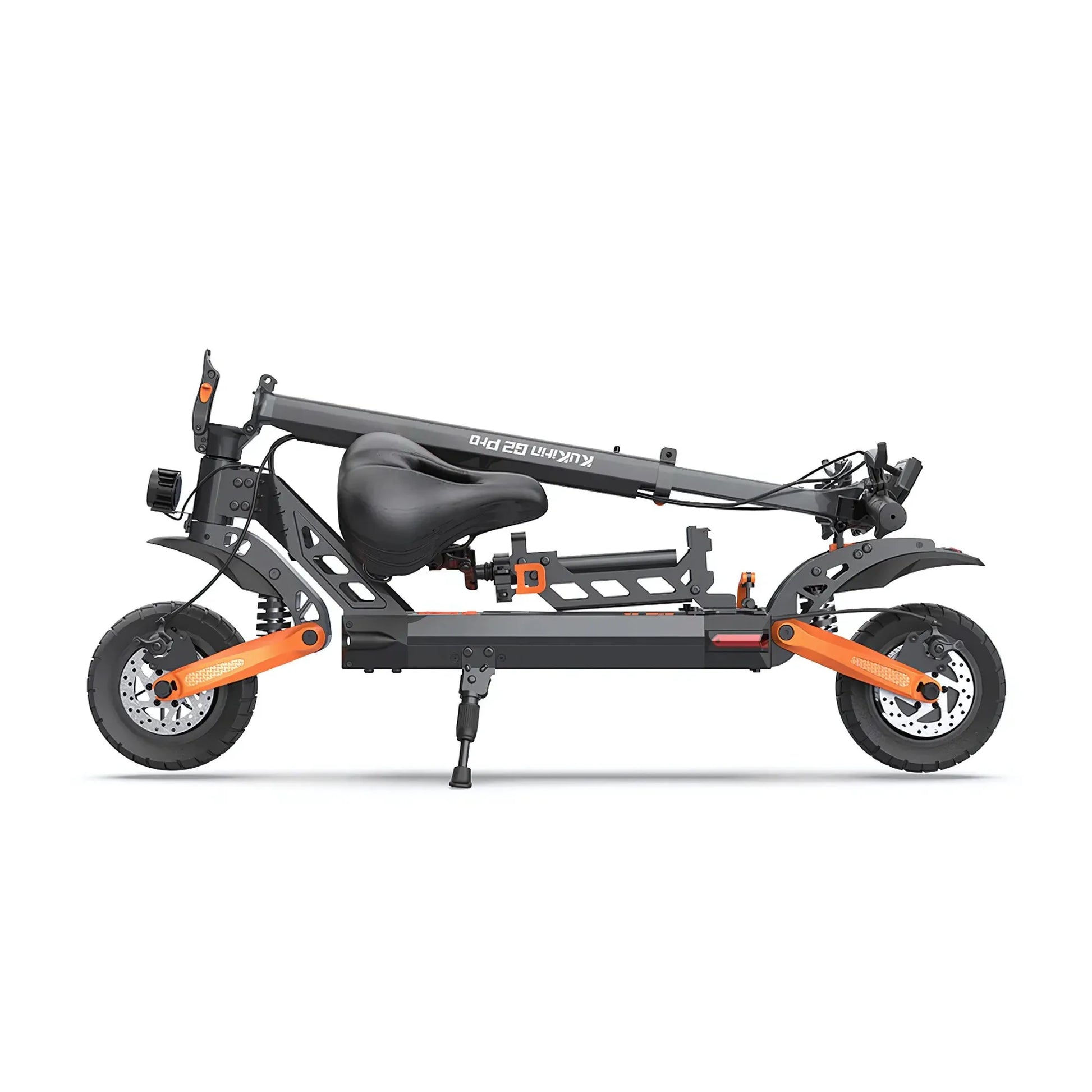 Electric Scooter Kukirin G2 Pro features a foldable design, compact structure, and a comfortable seat.