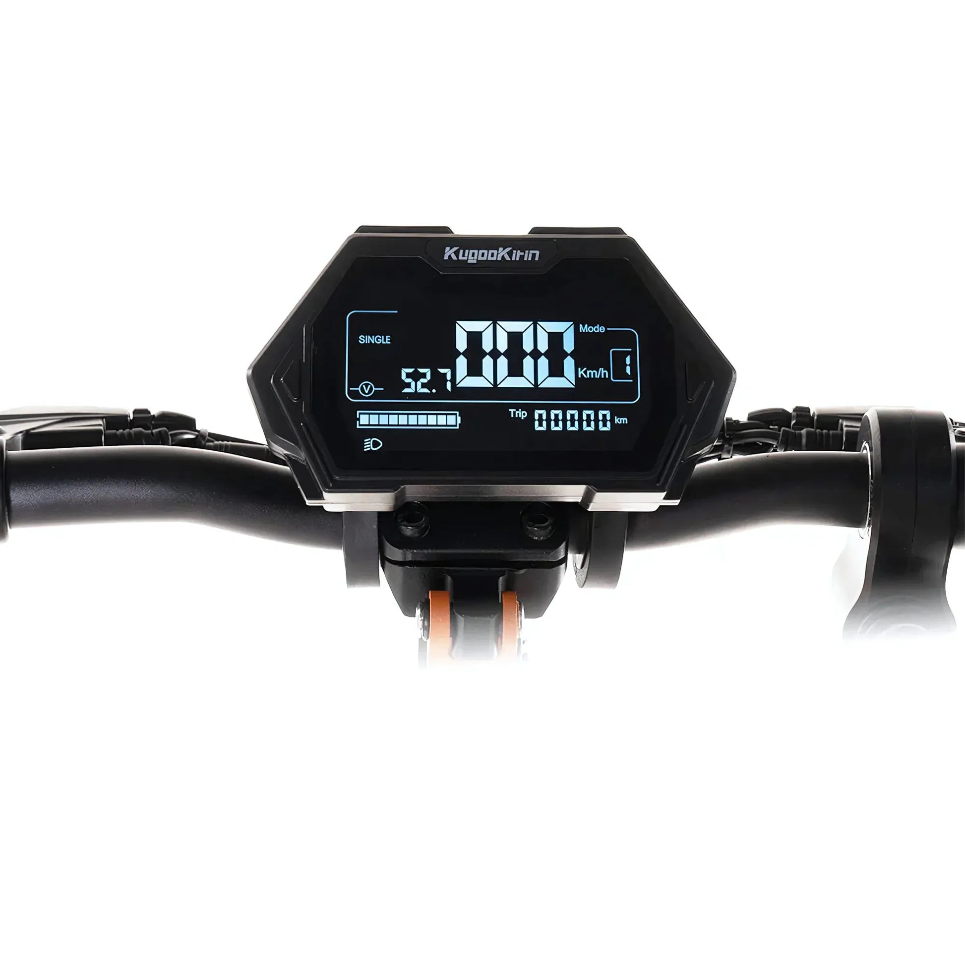 Electric Scooter Kukirin G2 Pro features a sleek digital display showing speed, trip meter, and mode options.