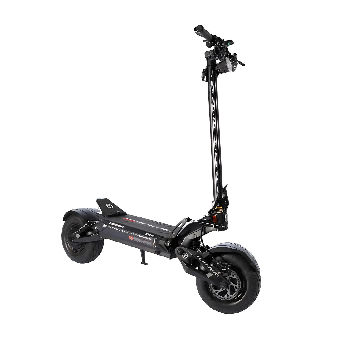 Electric Scooter Teverun Fighter Supreme 7260r features a sleek design, robust frame, and all-terrain tires for optimal performance.