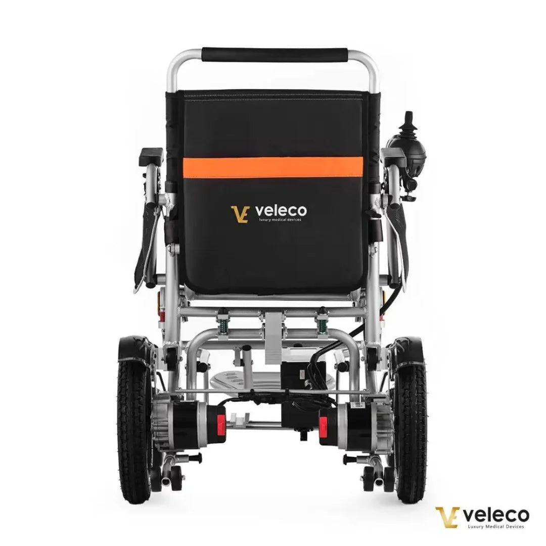 Electric Wheelchair Veleco Cosmo features a sturdy frame, sleek design, comfortable seating, and easy maneuverability.