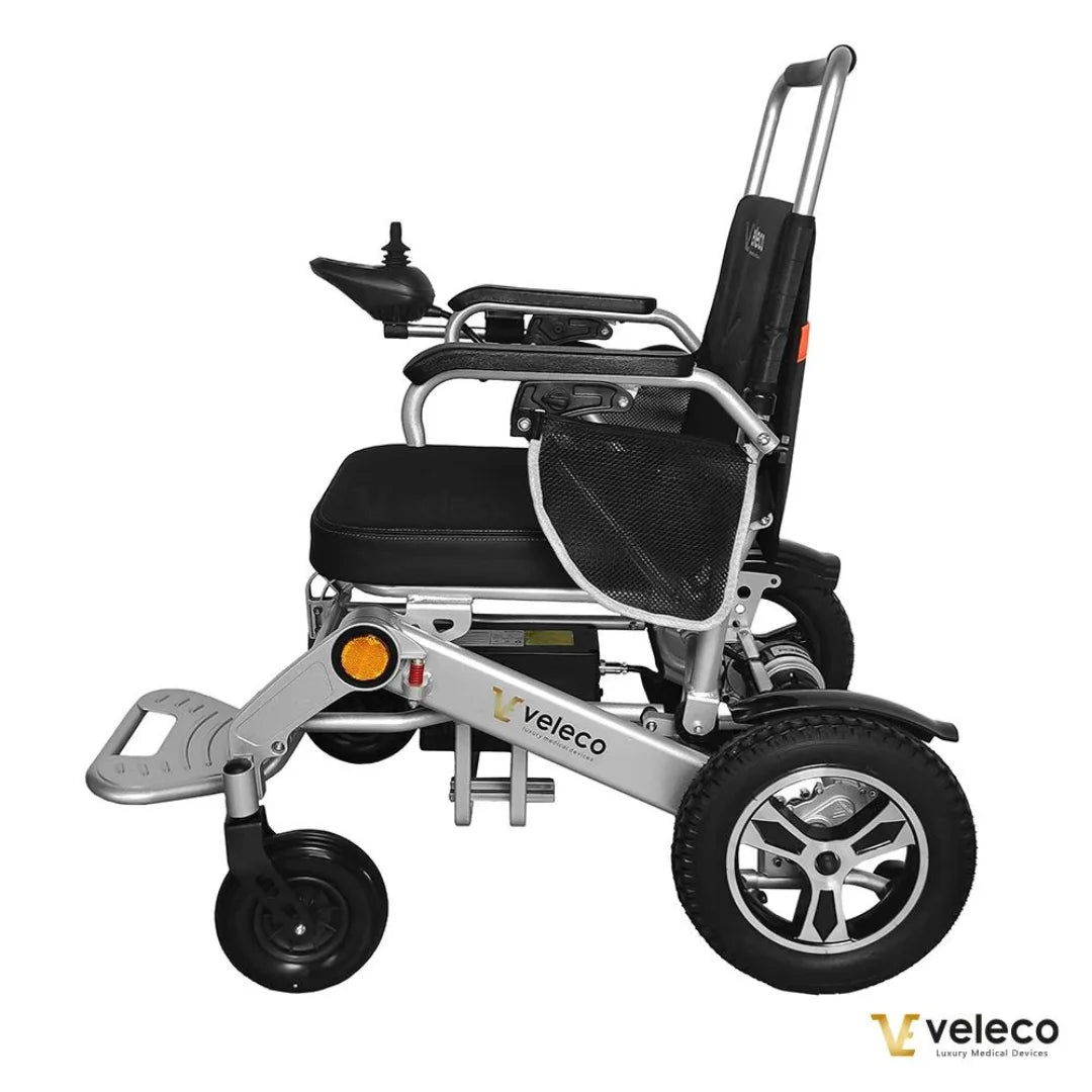 Electric Wheelchair Veleco Cosmo features a sleek design, adjustable armrests, and a comfortable seat.