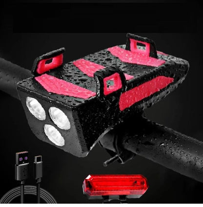 3-v-1 dodatek za E-skiro / E-kolo | Luč, zvonec, držalo za telefon