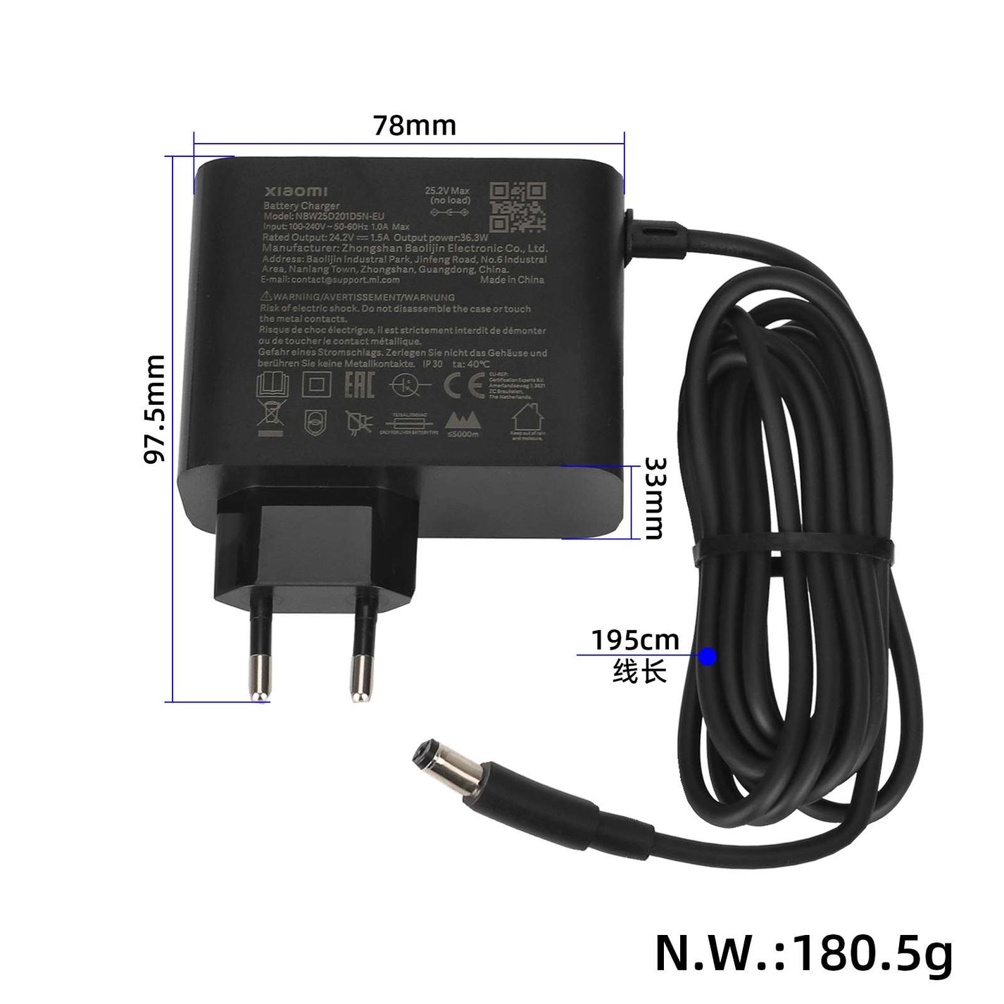 Originalni polnilec 24.2V 1.5A za električni skiro Xiaomi 4 Lite 2nd Gen