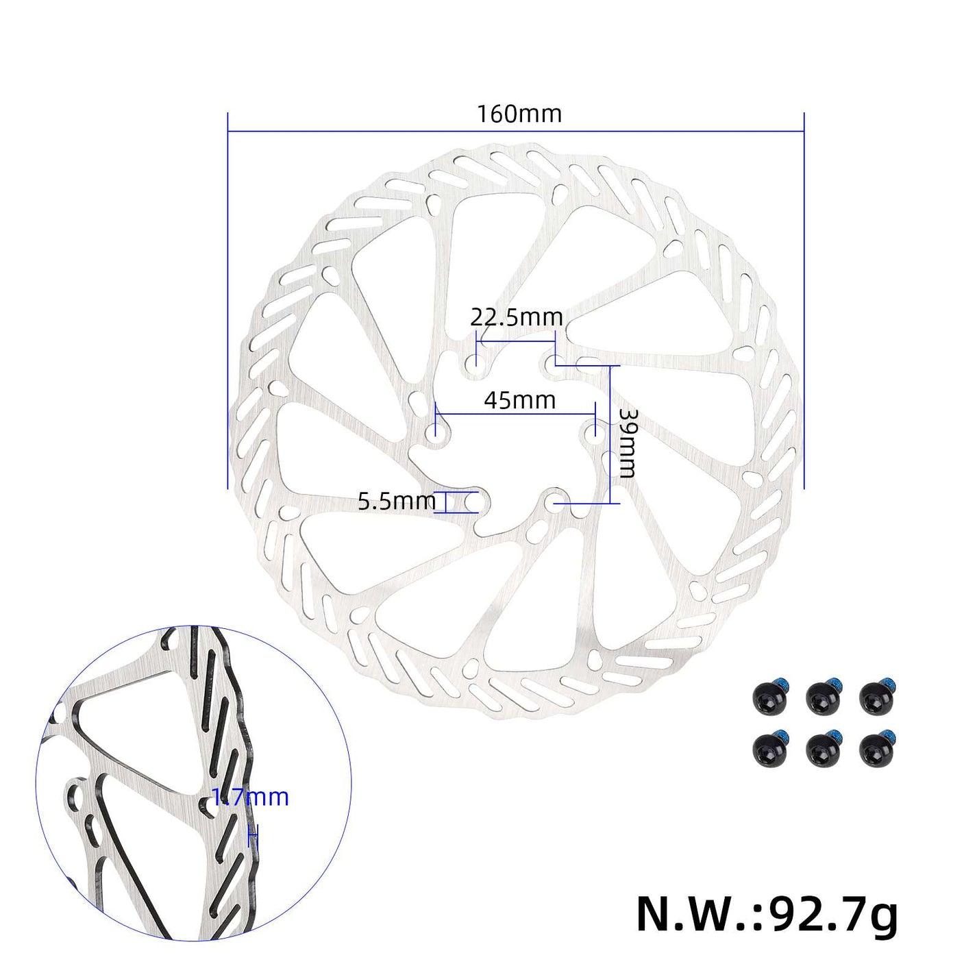 Zavorni disk 160mm s 6 luknjami za električni skiro KuKirin G4 Max