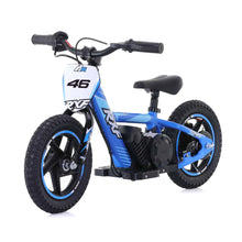 Izdelek je otroško električno kolo znamke RXF, model Sedna 12 RXF. Na sliki je vidno kolo v modri barvi z značilnim športnim dizajnom. Ima manjše pnevmatike, široke krmilo in sedež, kar je primerno za otroke. Kolo je opremljeno z električnim motorjem, kar omogoča lažje premagovanje razdalj.