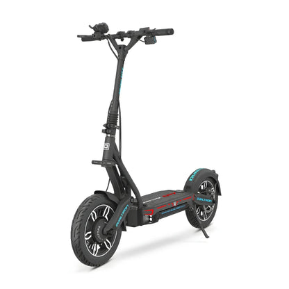 Eleganten črn električni skiro Dualtron City z velikimi kolesi in moderno obliko.