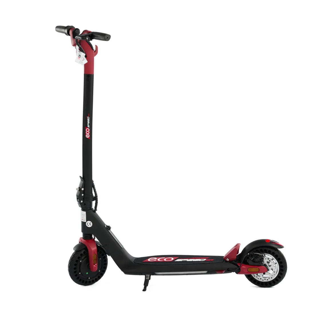 Električni skiro Eco Speed Mini v črni in rdeči barvi, s elegantnim dizajnom in robustnimi kolesi.