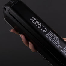 Electric Bike Econo Gams Suv Eec6, sleek black battery design, detailed specifications printed, held in hand.