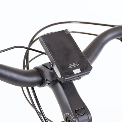 Izdelek na sliki je električno kolo, model Econo Mare City EEC4LK. Na sliki je prikazan del krmila, kjer je nameščen zaslon Bafang, ki prikazuje informacije o vožnji. Vidni so tudi kabli, ki se povezujejo z zaslonom, ter ergonomsko oblikovano krmilo.