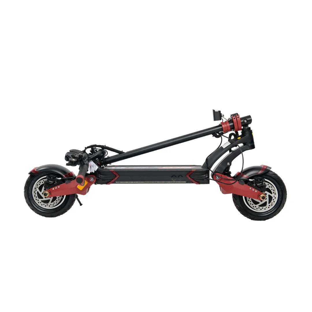 Zložen električni skiro Eco Speed 10x Pro, ki prikazuje svojo elegantno obliko in robustna kolesa.