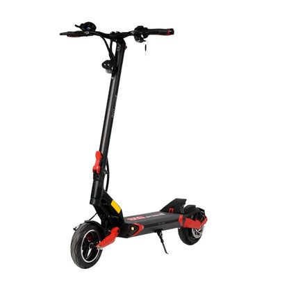 Na sliki je električni skiro model Eco Speed 9. Izdelek ima črno in rdečo barvno kombinacijo ter je opremljen z ergonomskimi ročaji in prednjim svetilom. Kolesa so široka, kar omogoča stabilno vožnjo, in skiro ima tudi zložljivo konstrukcijo za lažje prenašanje.