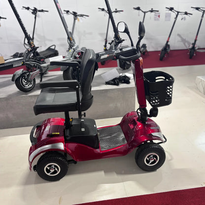 Electric Mobility Scooter Eco Speed Senior, a stylish red scooter with a comfortable seat and front basket.