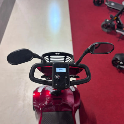 Electric Mobility Scooter Eco Speed Senior features a comfortable handlebar, control panel, and mirrors for safety.