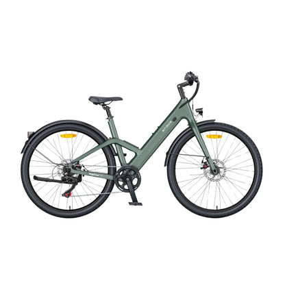 Izdelek je električno kolo znamke Engwe, model MapFour N1 Air. Na sliki je prikazano kolo v zeleni barvi, ki ima udoben sedež in široke pnevmatike. Kolo je opremljeno s prednjim in zadnjim kolesom ter ima vidne zavore in odsevne elemente. Oblika okvirja je moderna in ergonomska, kar omogoča udobno vožnjo.