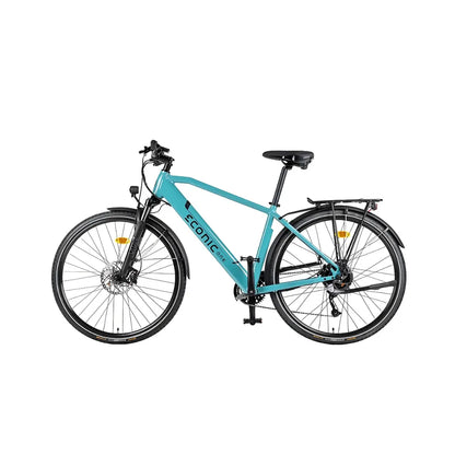 Električno kolo Econic One Smart Urban v teal barvi, s elegantnim dizajnom in robustnimi pnevmatikami.