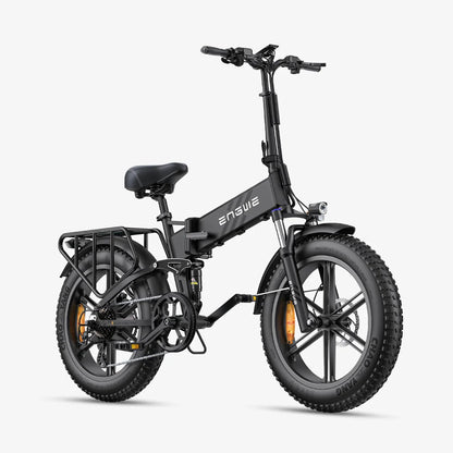 Električno kolo Engwe Engine Pro 2.0 z elegantnim dizajnom in debelimi pnevmatikami, pripravljeno na avanturo.