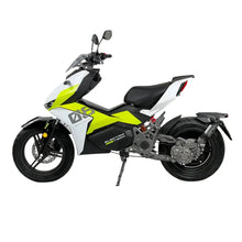 Električni skuter Felo Fw 06 v beli in neonsko rumeni barvi, ki prikazuje sodoben dizajn.