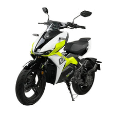 Električni skuter Felo Fw 06 v beli in neonsko rumeni barvi, ki prikazuje eleganten dizajn in moderne funkcije