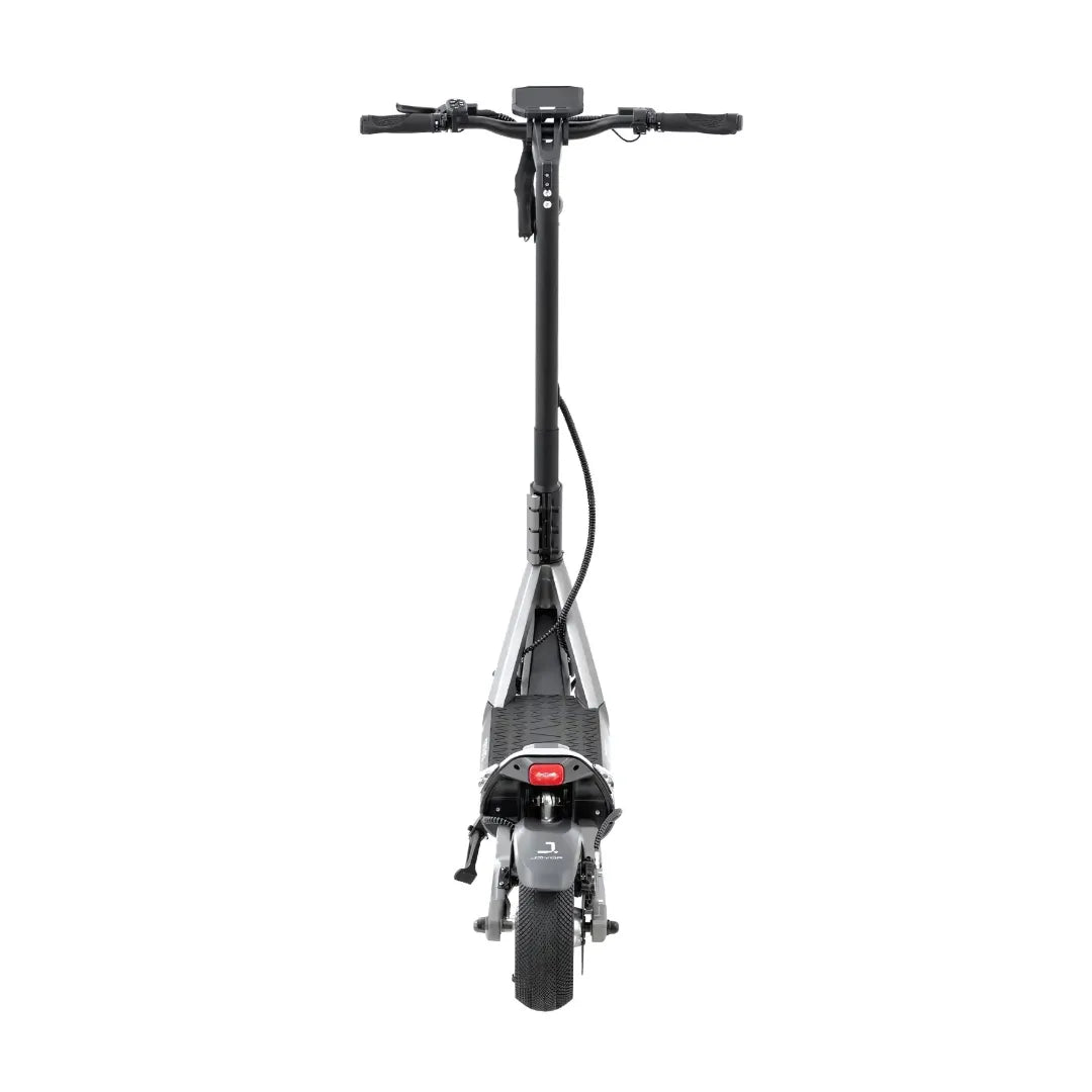 Zadnji pogled na električni skiro Joyor Luxerider, ki prikazuje njegovo elegantno obliko.