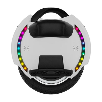 Electric Unicycle Kingsong 14m, sleek design with vibrant LED lights, comfortable grip and sturdy tire.