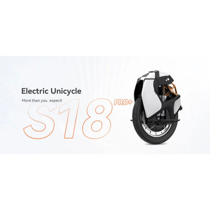 Slika električnega monocikla Kingsong S18 Pro Plus, ki prikazuje njegovo elegantno obliko in lastnosti.