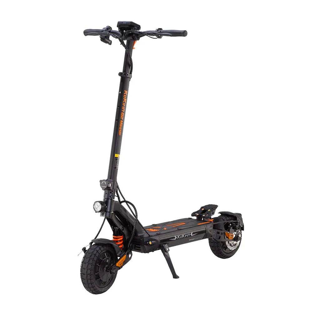 Electric Scooter Kukirin G2 Master features a sturdy design, dual suspension, and durable tires for a smooth ride.