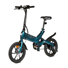 Električno kolo Ms Energy Urbanfold I6 v teal barvi, odlikuje ga kompaktna zložljiva oblika in elegantne pnevmatike.