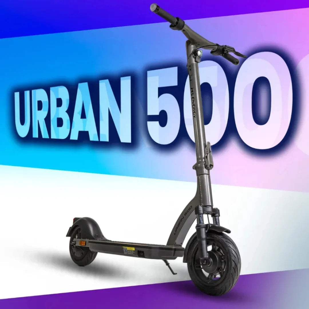 Električni skiro Ms Energy Urban 500 na živahnem gradientnem ozadju.