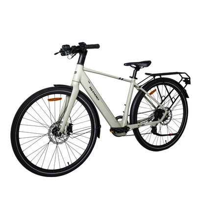 Electric Bike Ms Energy C40 features a sleek design, sturdy frame, disc brakes, and a rear rack for convenience.