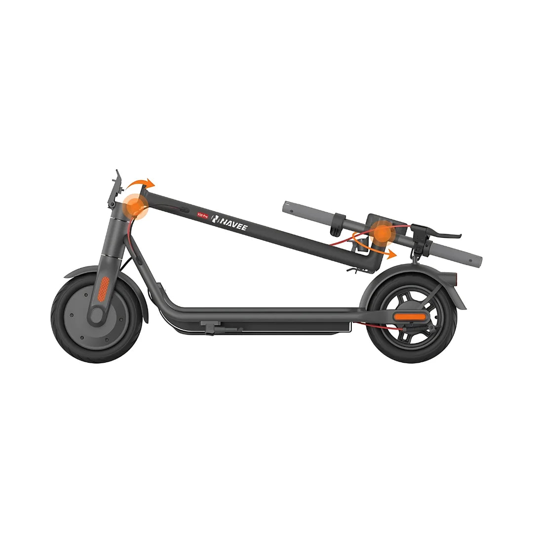 Električni skiro Navee V25i Pro, kompakten in zložen, prikazuje svojo elegantno obliko.