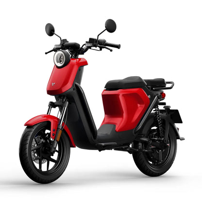 Rdeči električni skuter Niu Uqi GT z elegantno obliko in modernimi funkcijami.