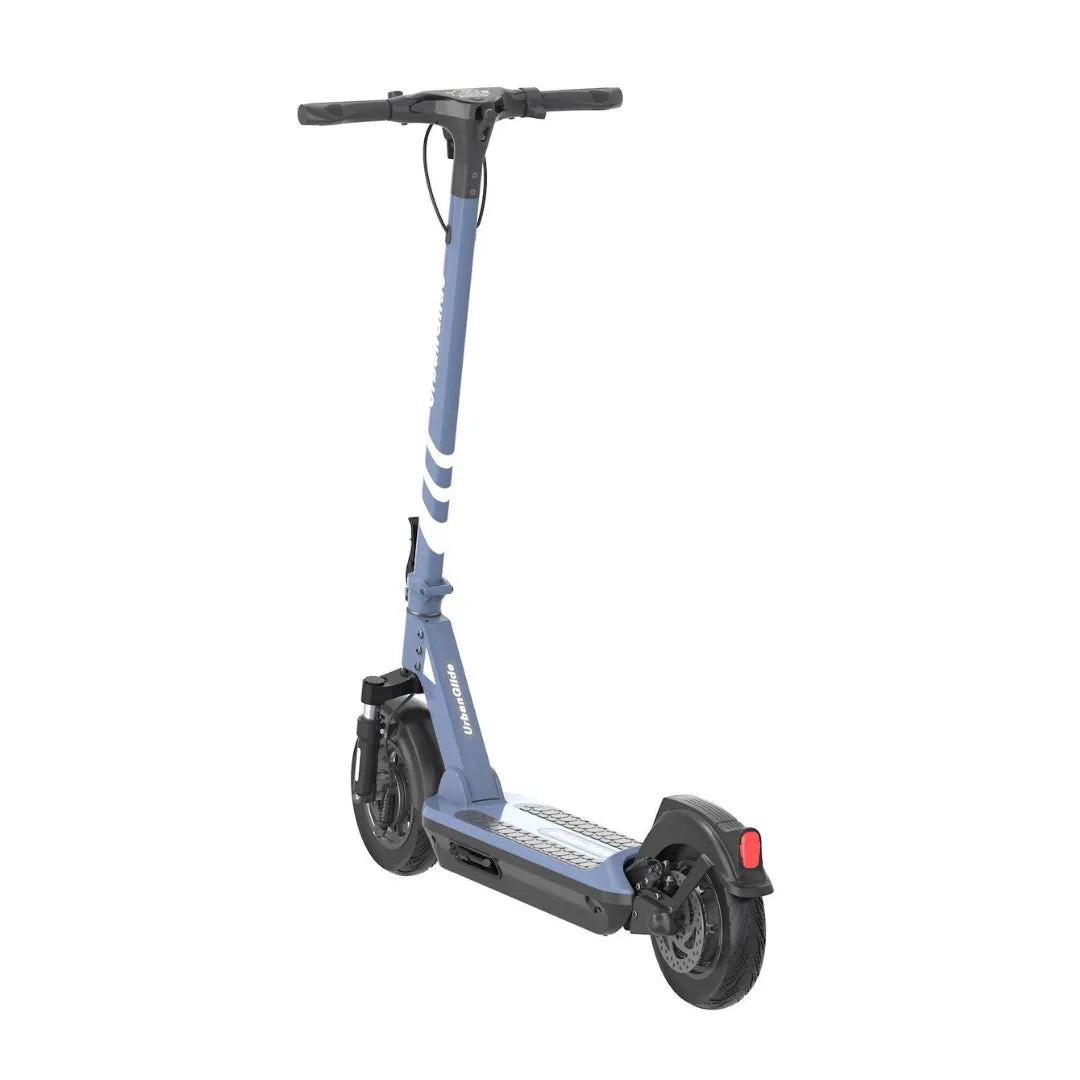 Električni skiro Urbanride 100 City v modri barvi, odlikuje ga elegantna oblika in robustna kolesa.