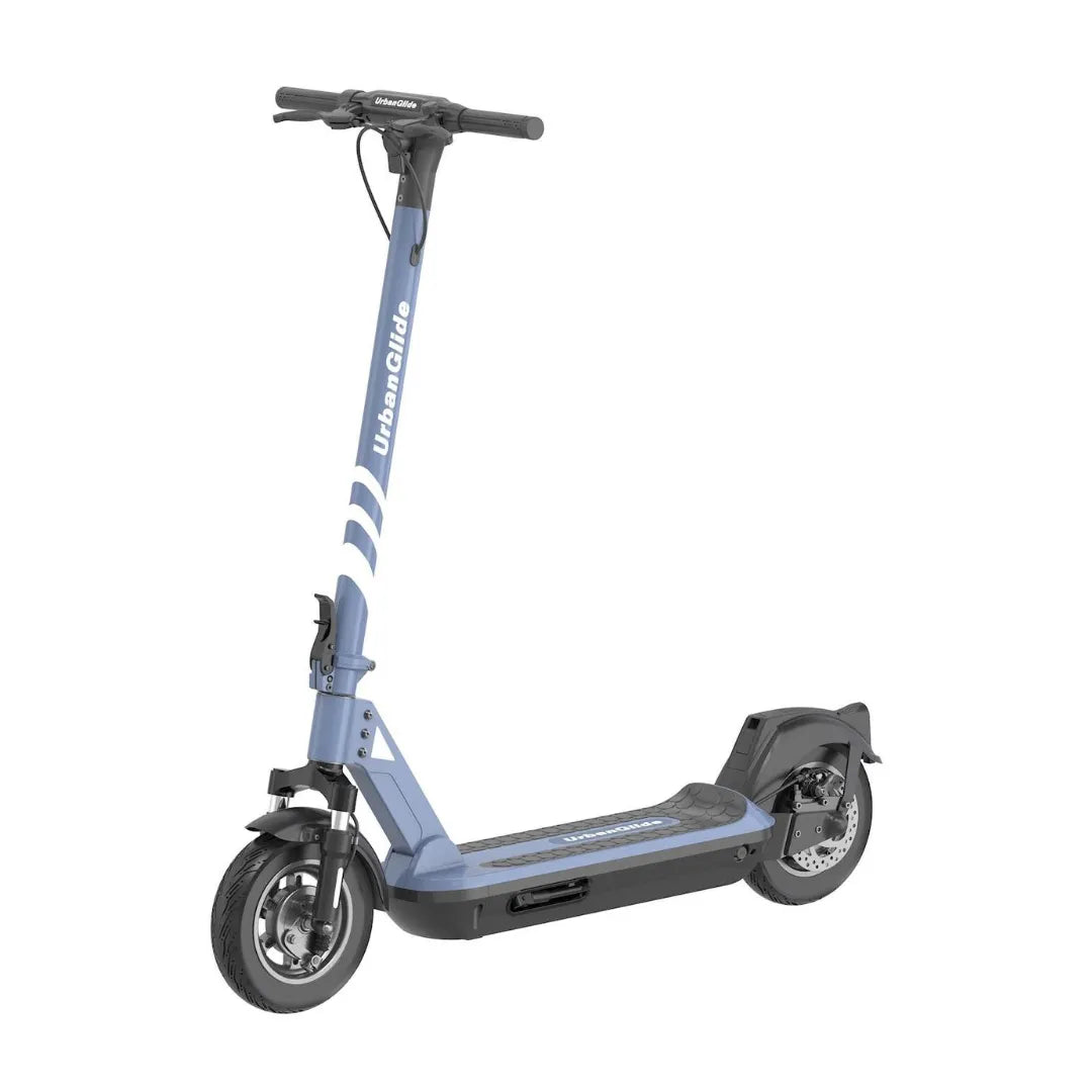 Električni skiro Urbanride 100 City v modri barvi z elegantno obliko in robustnimi kolesi.