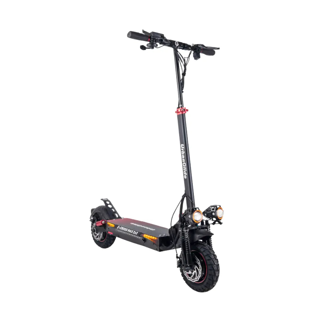 Električni skiro Urbanride E Cross Max 2x2 z robustnimi pnevmatikami in dvojnimi žarometi.