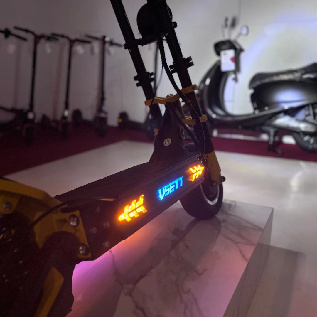 Electric Scooter Vsett 11 Super features vibrant LED lights, sturdy design, and sleek finish, perfect for urban commuting.