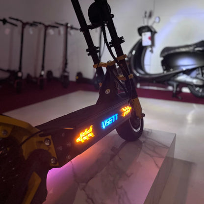 Electric Scooter Vsett 11 Super features vibrant LED lights, sturdy design, and sleek finish, perfect for urban commuting.
