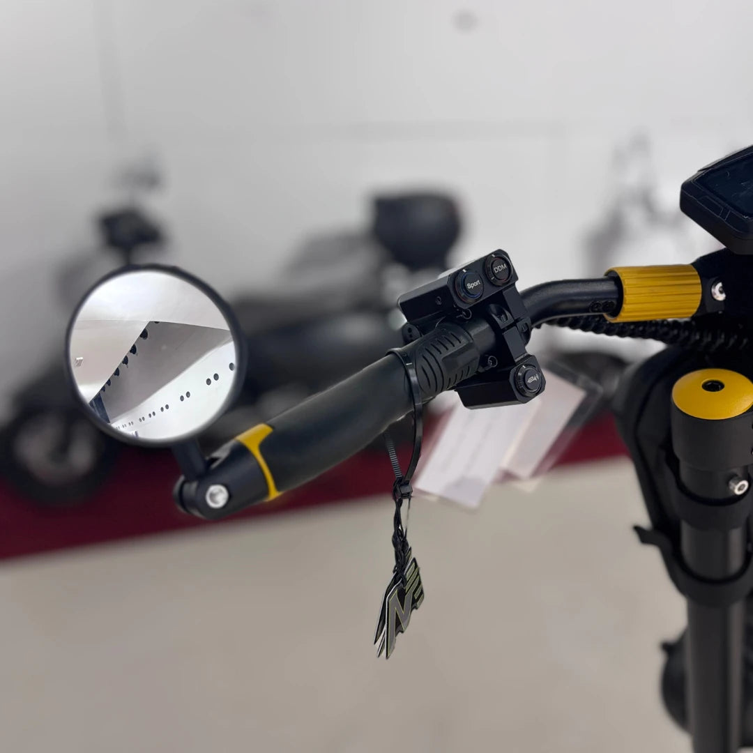 Electric Scooter Vsett 11 Super features a handlebar with a rearview mirror, control buttons, and a sleek design.