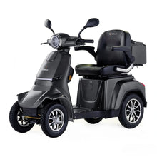 Električni mobilni voziček Veleco Gravis, eleganten trikolesni skiro v temno sivi barvi.