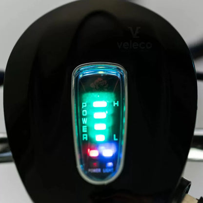 Electric Mobility Scooter Veleco ZT16 features a user-friendly control panel with LED indicators for power.