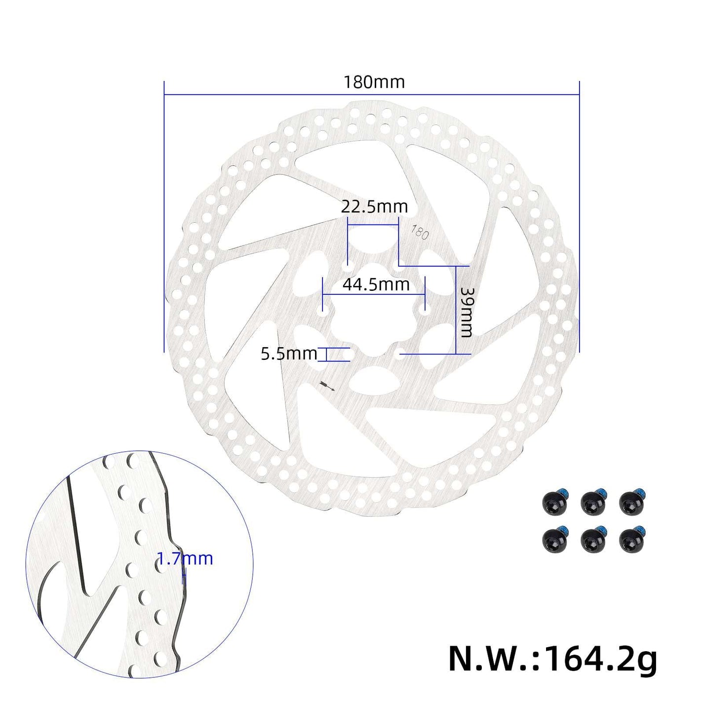 Zavorni disk 180mm s 6 luknjami za električni skiro ali kolo